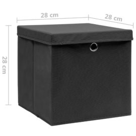 Oppbevaringsbokser med deksler 4 stk 28x28x28 cm svart