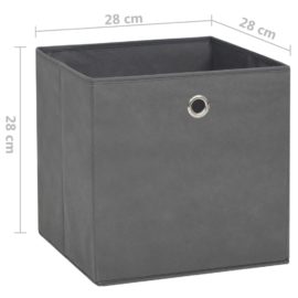 Oppbevaringsbokser 4 stk uvevd stoff 28x28x28 cm grå