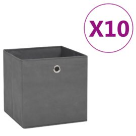 Oppbevaringsbokser 10 stk uvevd stoff 28x28x28 cm grå