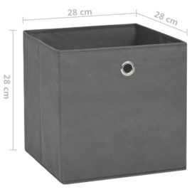 Oppbevaringsbokser 10 stk uvevd stoff 28x28x28 cm grå