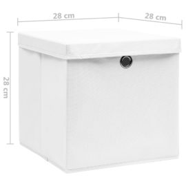 Oppbevaringsbokser med deksler 10 stk 28x28x28 cm hvit