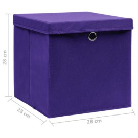 Oppbevaringsbokser med deksler 4 stk 28x28x28 cm lilla