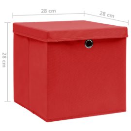 Oppbevaringsbokser med deksler 4 stk 28x28x28 cm rød