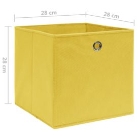 Oppbevaringsbokser 4 stk uvevd stoff 28x28x28 cm gul