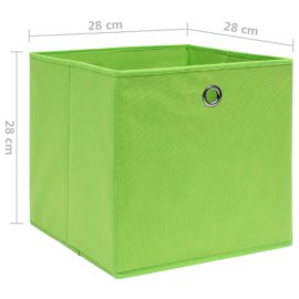 Oppbevaringsbokser 4 stk uvevd stoff 28x28x28 cm grønn