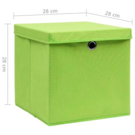 Oppbevaringsbokser med deksler 10 stk 28x28x28 cm grønn