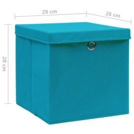 Oppbevaringsbokser med deksler 4 stk 28x28x28 cm babyblå