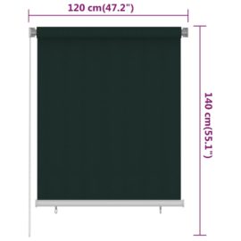 Utendørs rullegardin 120×140 cm mørkegrønn HDPE