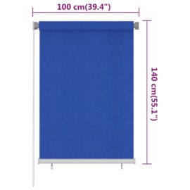 Utendørs rullegardin 100×140 cm blå HDPE