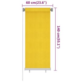 Utendørs rullegardin 60×140 cm gul HDPE