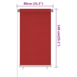 Utendørs rullegardin 80×140 cm rød HDPE
