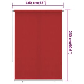 Utendørs rullegardin 160×230 cm rød HDPE