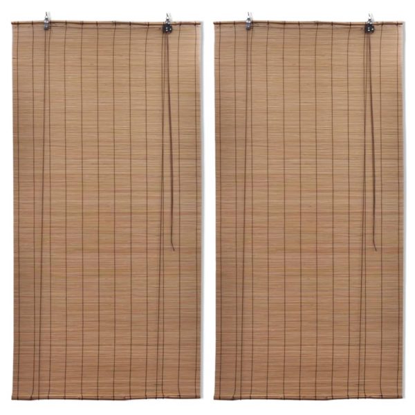 Rullegardiner 2 stk bambus 80×160 cm brun