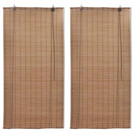 Rullegardiner 2 stk bambus 120×220 cm brun