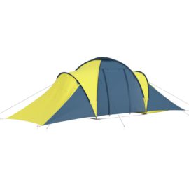 Campingtelt 6 personer blå og gul