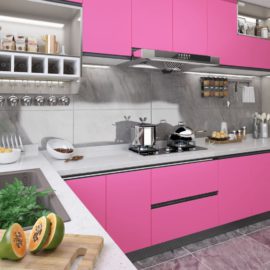 Selvklebende folie til møbler høyglans rosa 500×90 cm PVC