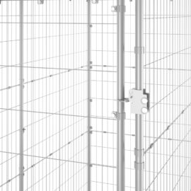 Utendørs hundegård med tak galvanisert stål 110x220x180 cm