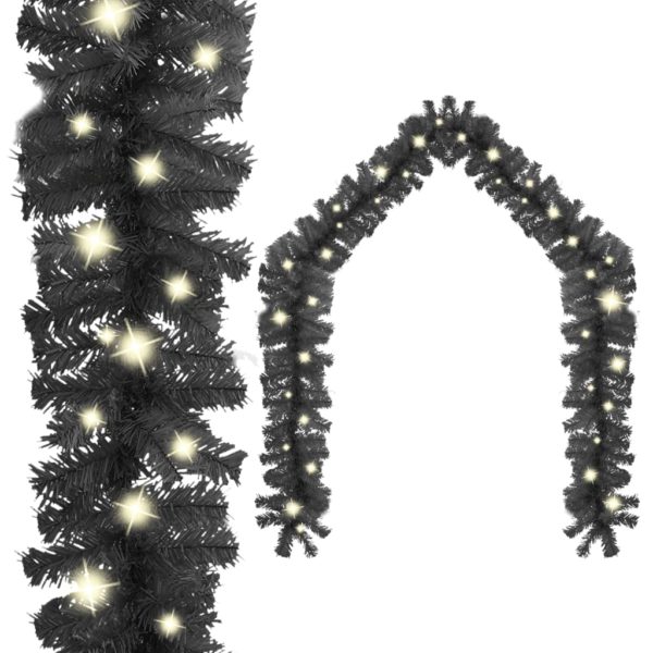 Julekrans med LED-lys 5 m svart