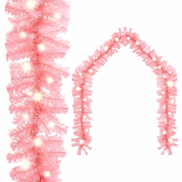 Julekrans med LED-lys 20 m rosa