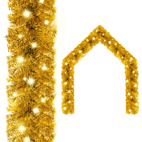 Julekrans med LED-lys 10 m gull