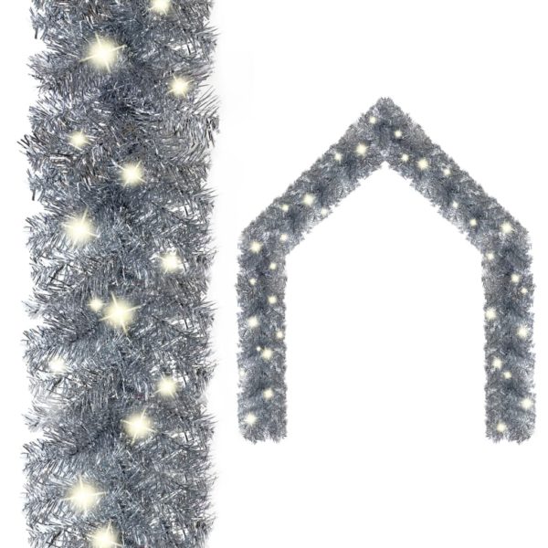 Julekrans med LED-lys 10 m sølv