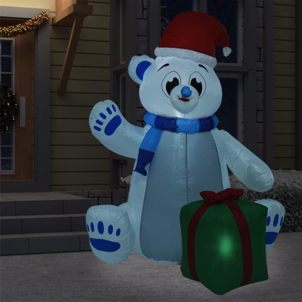 Oppblåsbar juleisbjørn LED innendørs og utendørs 2,4 m
