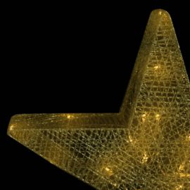 Julepynt stjerner 3 stk gull netting LED utendørs innendørs