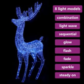 Julereinsdyr akryl 250 LED 180 cm blå