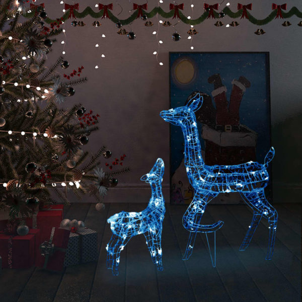 Julereinsdyrfamilie akryl 160 LED 160 cm blå