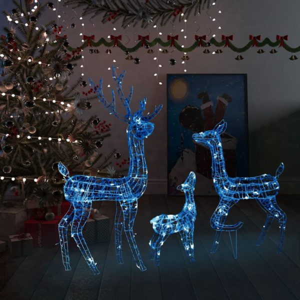 Julereinsdyrfamilie akryl 300 LED 160 cm blå