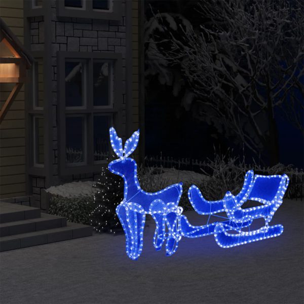 Julelysdekorasjon reinsdyr og slede med netting 432 lysdioder