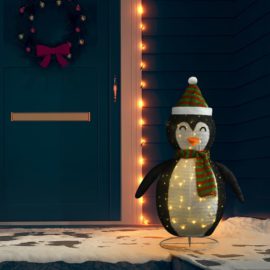 Dekorativ pingvinfigur julesnø LED luksusstoff 120 cm