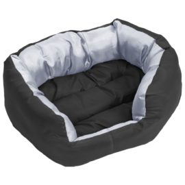 Vendbar og vaskbar hundepute grå og svart 65x50x20 cm