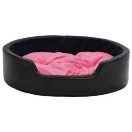Hundeseng svart og rosa 99x89x21 cm plysj og kunstig lær