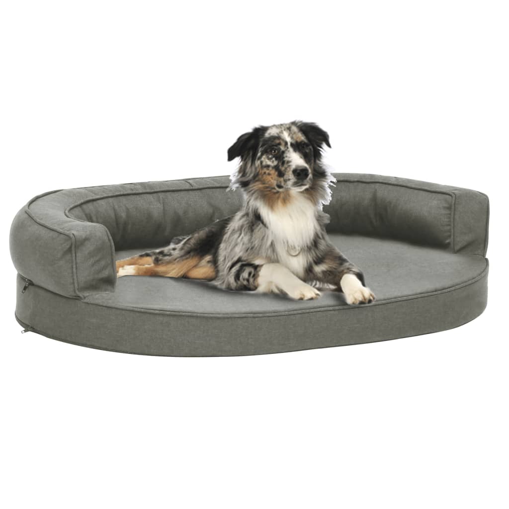 Ergonomisk hundeseng med linutseende 75×53 cm grå