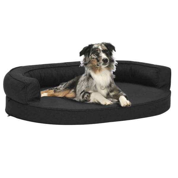 Ergonomisk hundeseng med linutseende 75×53 cm svart
