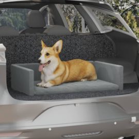 Hundeseng for bil lysegrå 70×45 cm linutseende