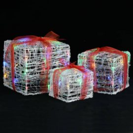 Dekorative julegaveesker 3 stk akryl flerfarget