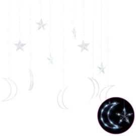 Lysslynge stjerne og måne med fjernkontroll 138 LED kaldhvit