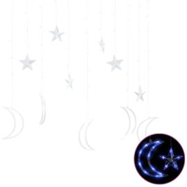 Lysslynge stjerne og måne med fjernkontroll 138 LED blå