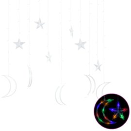 Lysslynge stjerne og måne med fjernkontroll 138 LED flerfarget