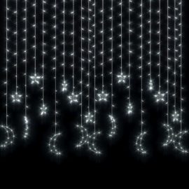 Lysslynge stjerne og måne med fjernkontroll 345 LED kaldhvit