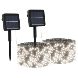 Soldrevne lysslynger 2stk 2×200 LED kaldhvit innendørs utendørs