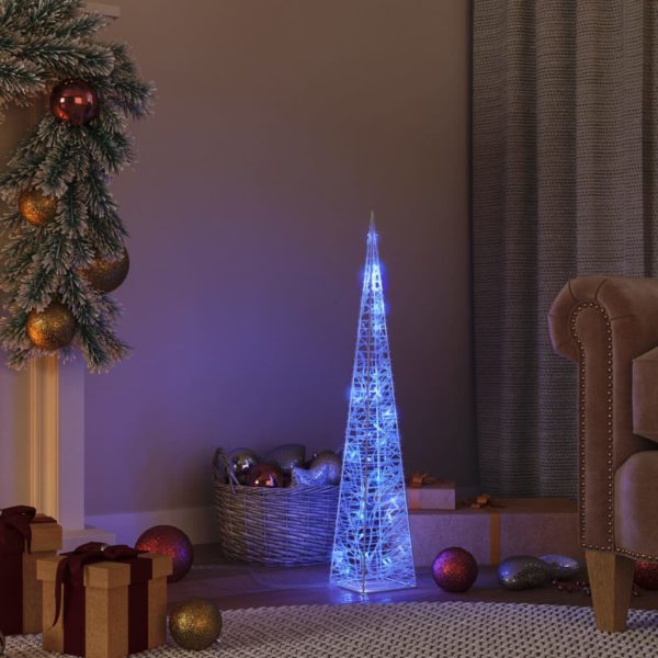 Dekorativ LED-lyskjegle i akryl blå 60 cm