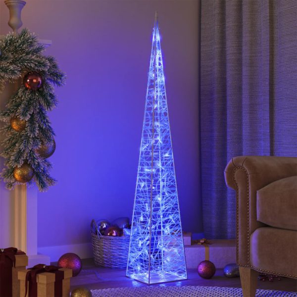 Dekorativ LED-lyskjegle i akryl blå 120 cm