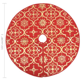 Luksus juletreskjørt med sokk rød 122 cm stoff