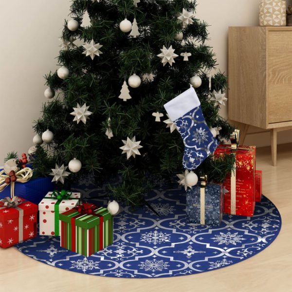 Luksus juletreskjørt med sokk blå 122 cm stoff