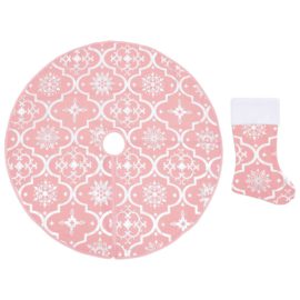 Luksus juletreskjørt med sokk rosa 150 cm stoff