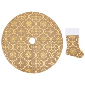 Luksus juletreskjørt med sokk gul 90 cm stoff