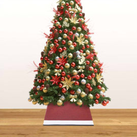 Juletreskjørt rødt og hvitt 48x48x25 cm